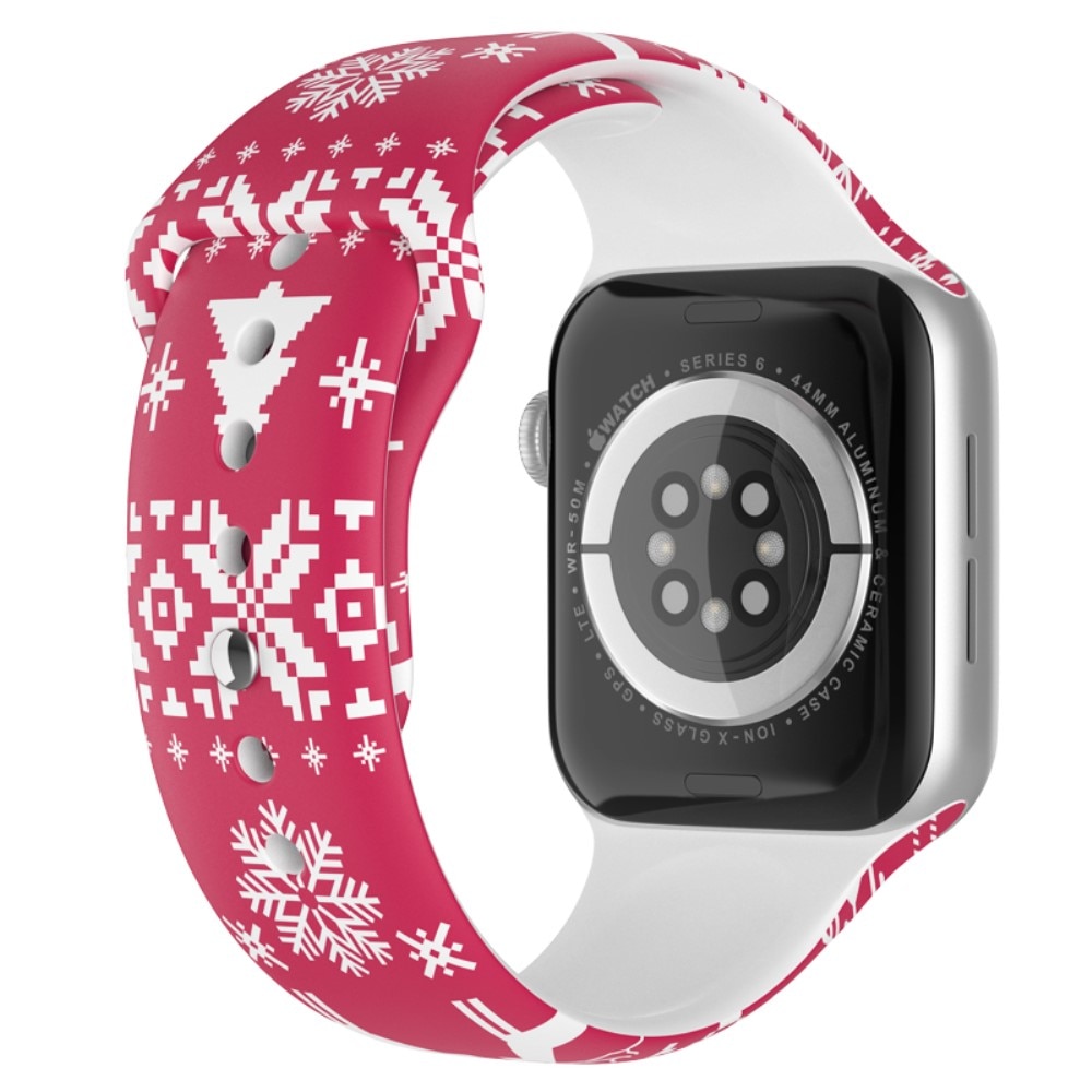 Apple Watch 41mm Series 9 Armband aus Silikon mit Weihnachtsmotiv Schneeflocke