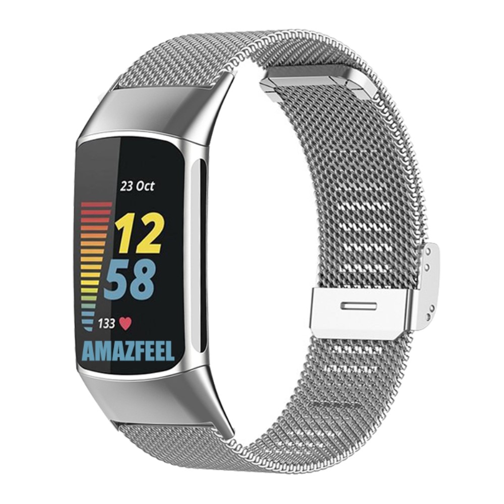 Fitbit Charge 5 Mesh-Armband Silber