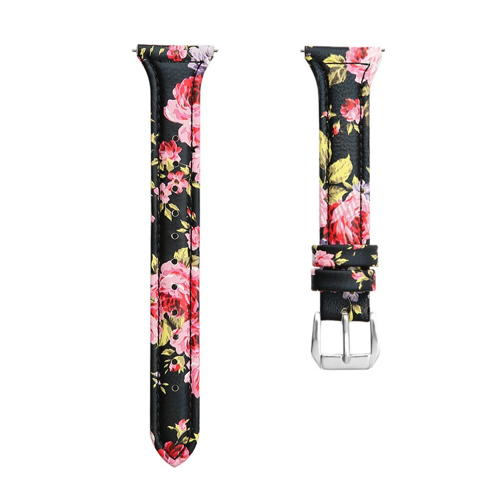 Amazfit GTS 4 Mini Slim Lederarmband schwarze Blumen