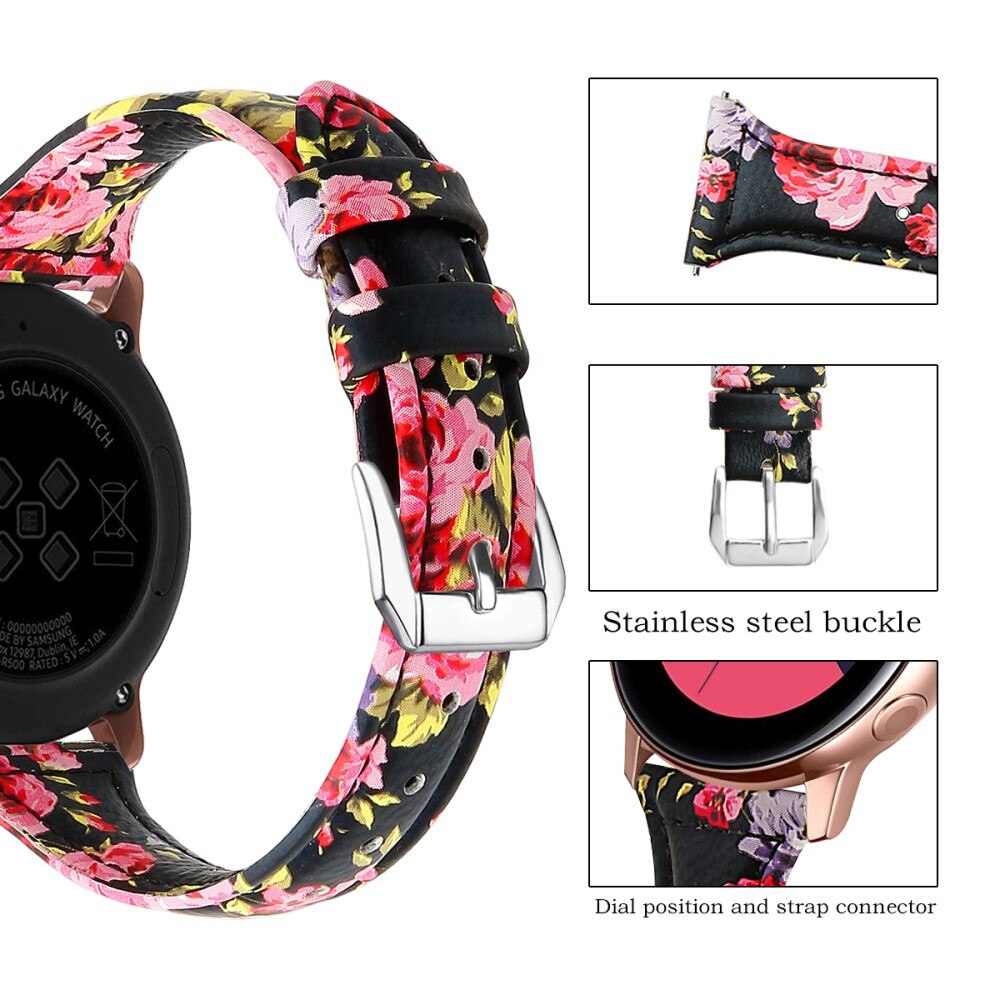 Samsung Galaxy Watch 42mm Slim Lederarmband Blumen