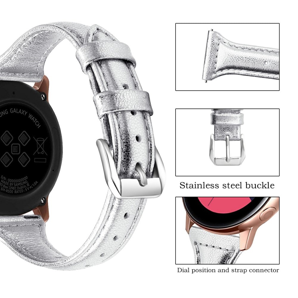 Samsung Galaxy Watch 4 Classic 46mm Slim Lederarmband silber