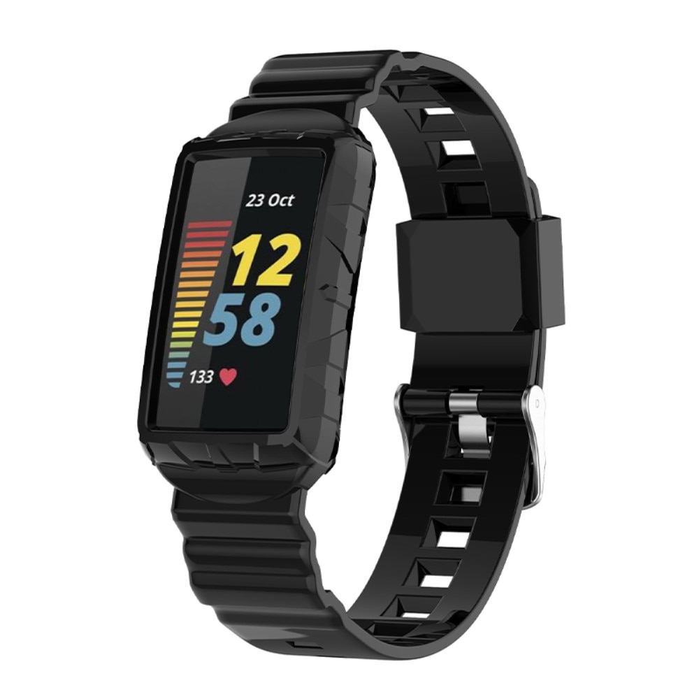 Fitbit Charge 3/4/5 Armband aus Silikon, schwarz