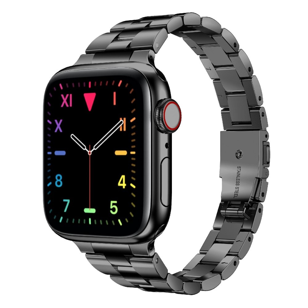 Apple Watch 42/44/45/49 mm Slim Armband aus Stahl Schwarz