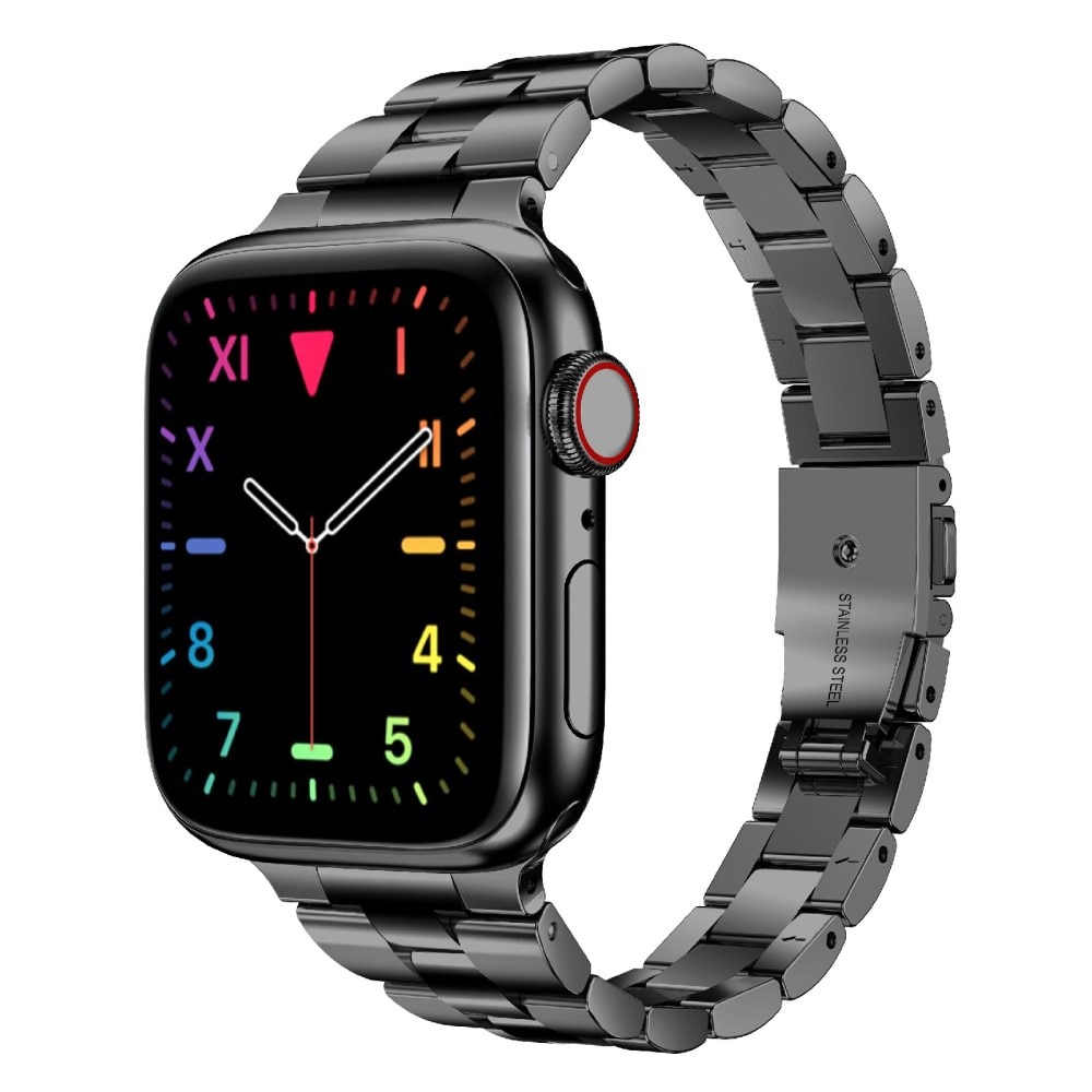 Apple Watch SE 44mm Slim Armband aus Stahl schwarz