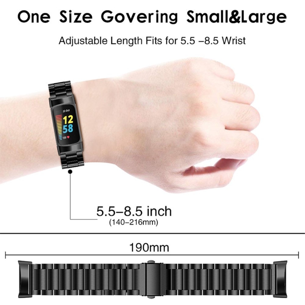 Fitbit Charge 5 Armband aus Stahl Schwarz