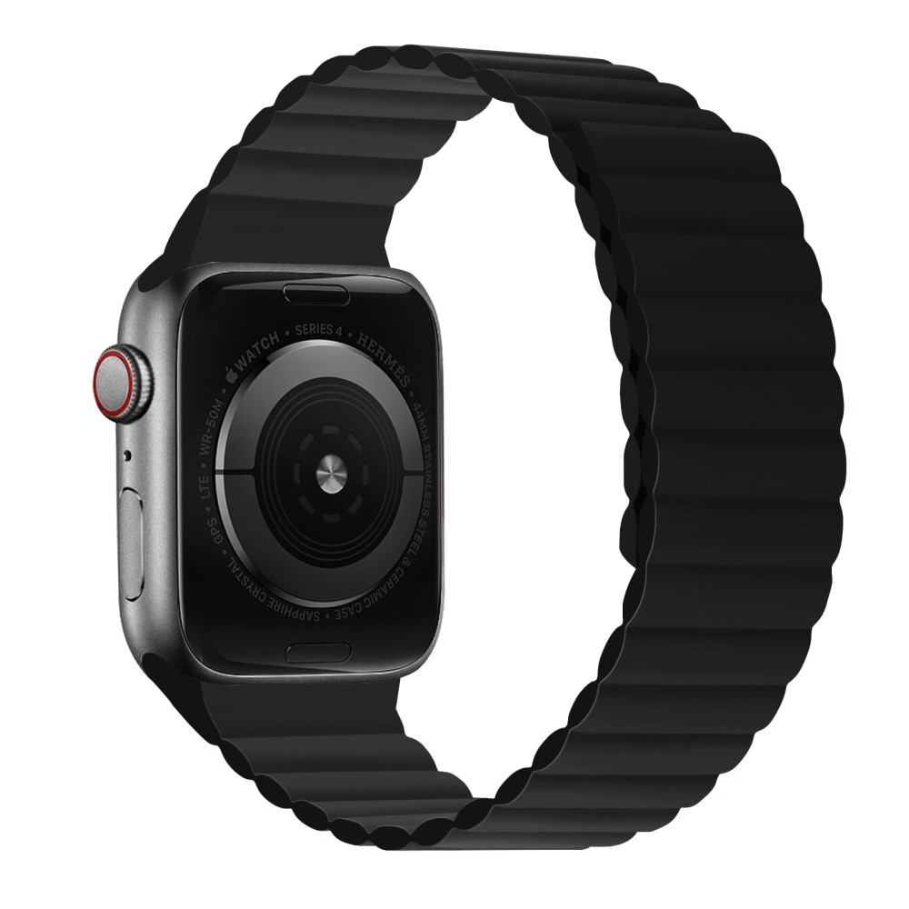 Apple Watch 45mm Series 8 Magnetische Armband aus Silikon Schwarz