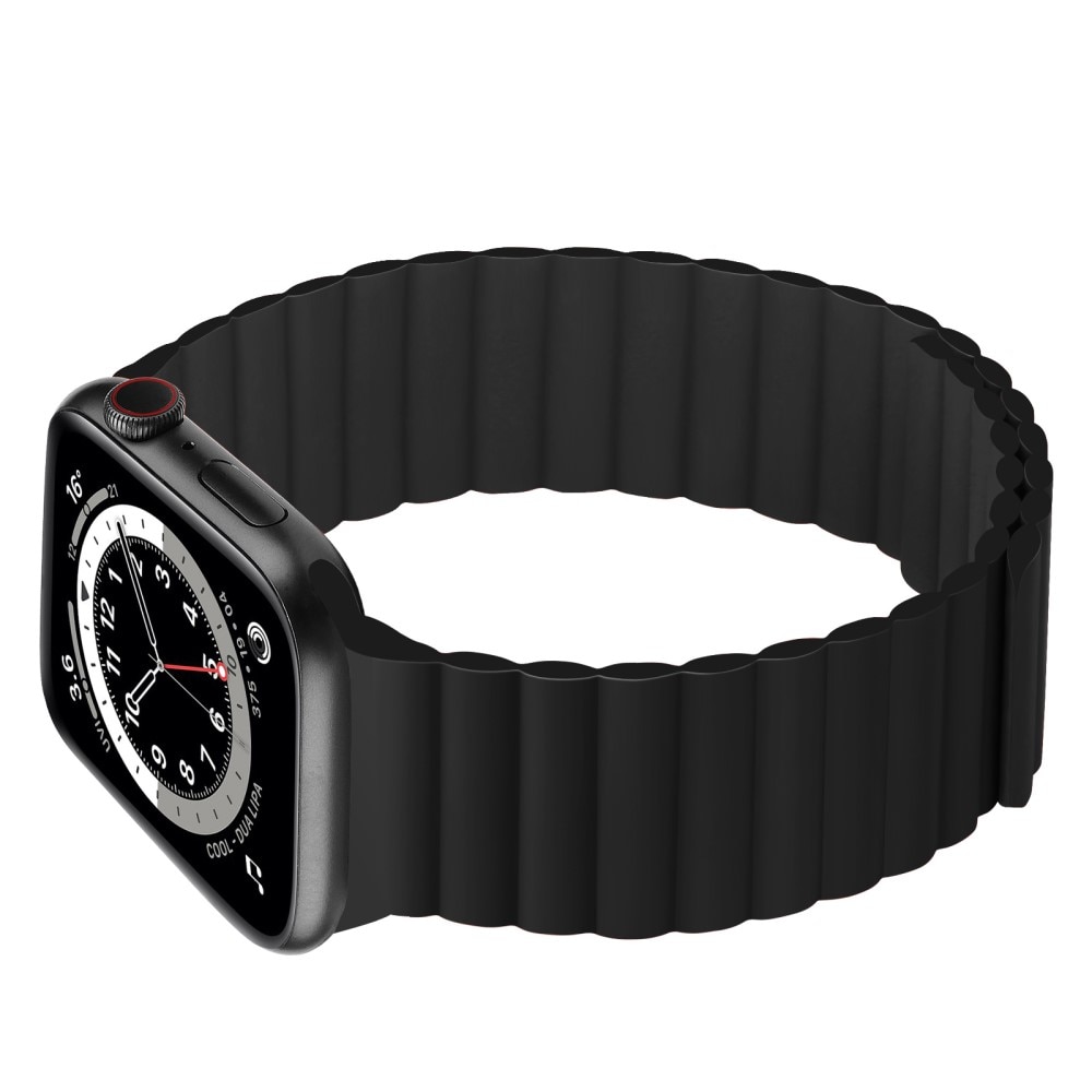 Apple Watch 45mm Series 8 Magnetische Armband aus Silikon Schwarz