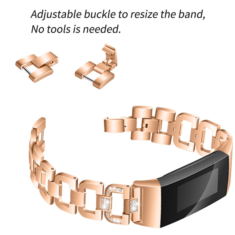 Fitbit Charge 3/4 Rhinestone Bracelet Rose Gold