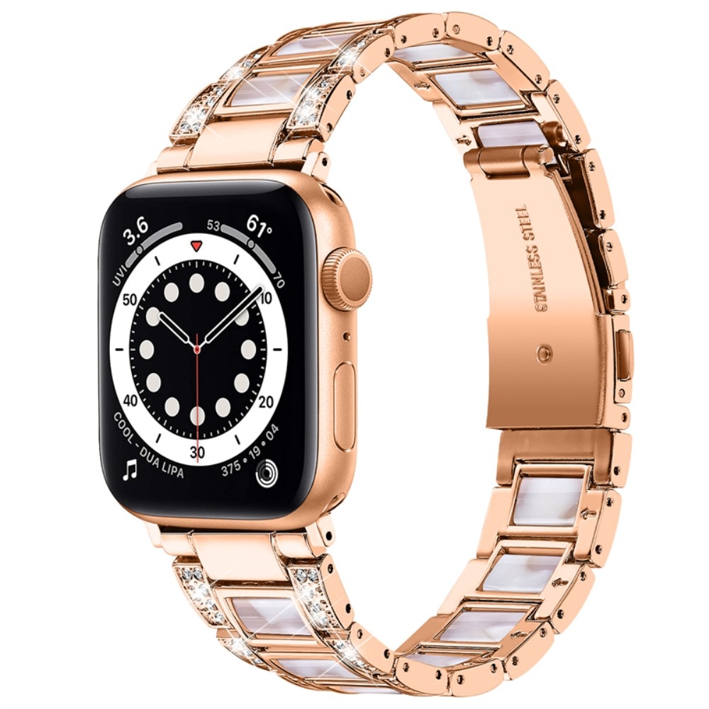 Diamond Bracelet Apple Watch 41mm Series 8 Rosegold Pearl