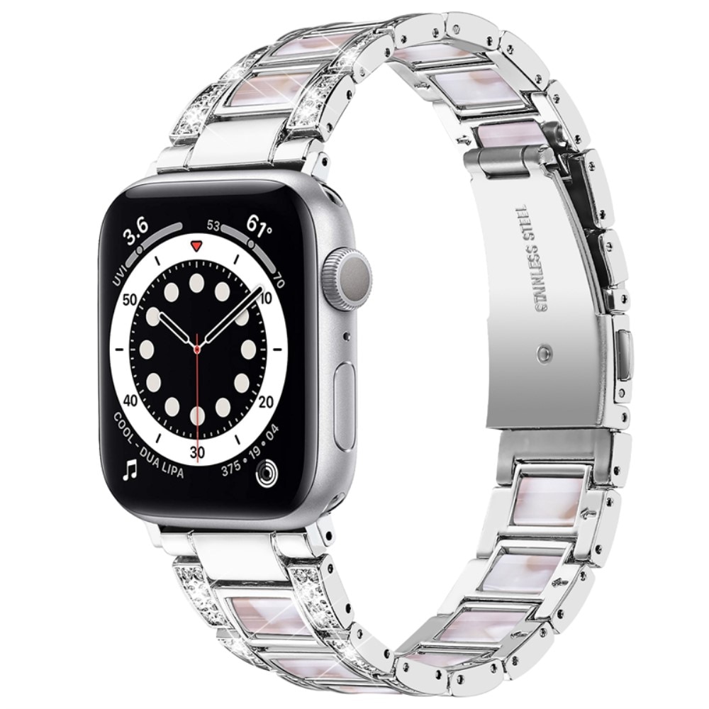 Diamond Bracelet Apple Watch Ultra 49mm Silver Pearl