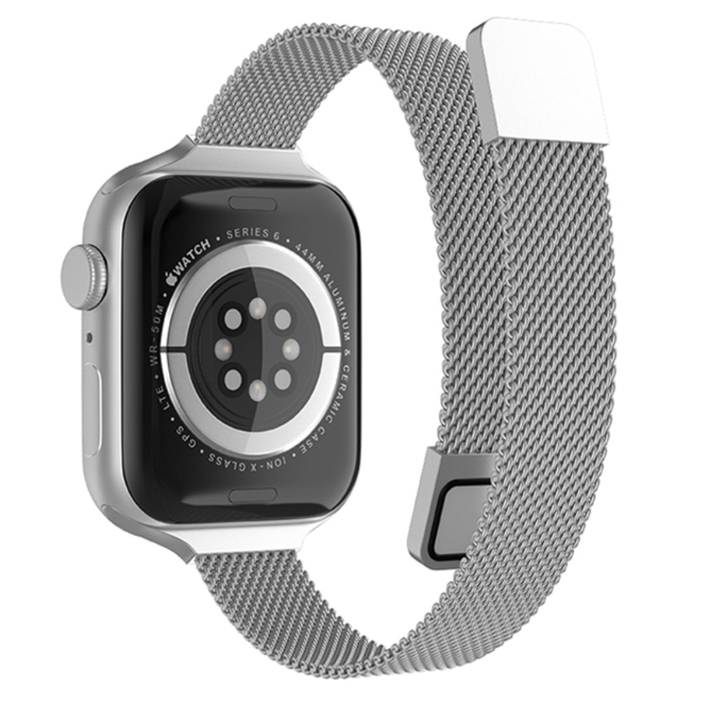 Apple Watch 44mm Slim Milanaise Armband silber