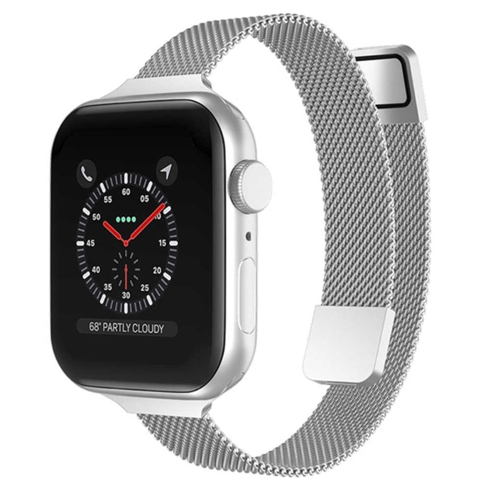 Apple Watch 44mm Slim Milanaise Armband silber