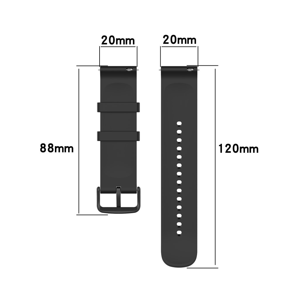 Universal 20mm Armband aus Silikon, schwarz