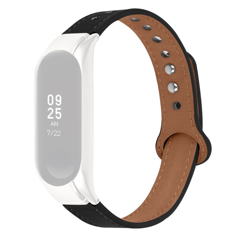 Xiaomi Mi Band 5/6 Klassisches Lederarmband schwarz