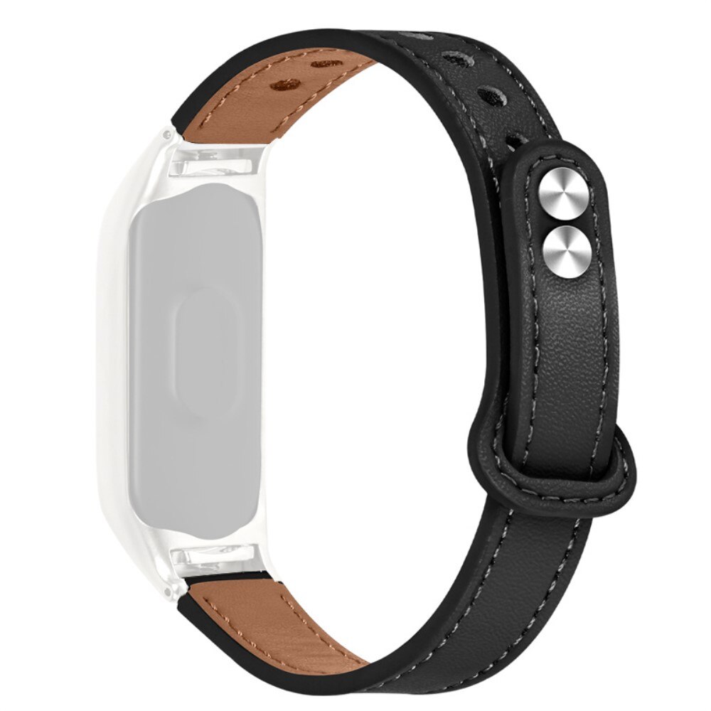 Xiaomi Mi Band 5/6 Klassisches Lederarmband schwarz