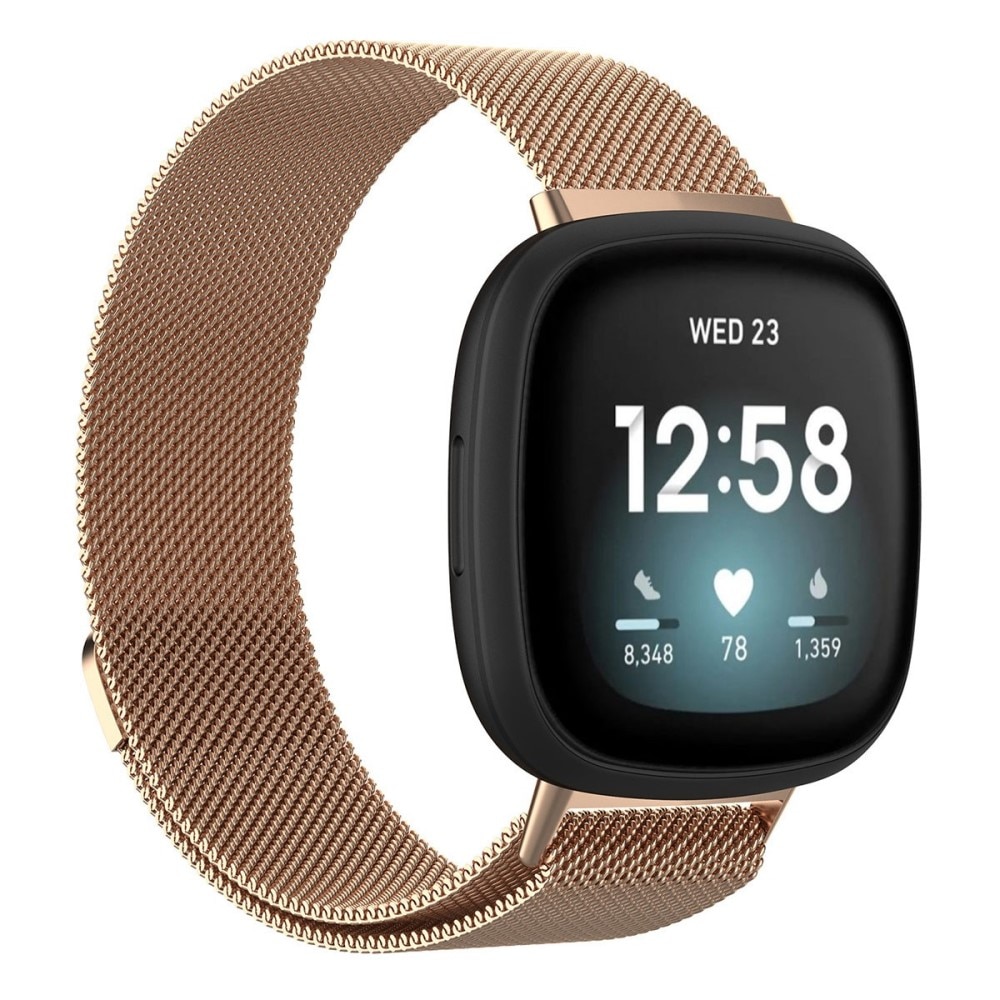 Fitbit Versa 3/Sense Milanaise-Armband, roségold