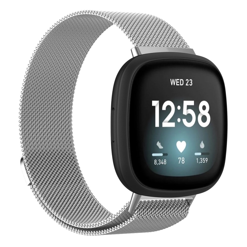 Fitbit Versa 3/Sense Milanaise-Armband, silber