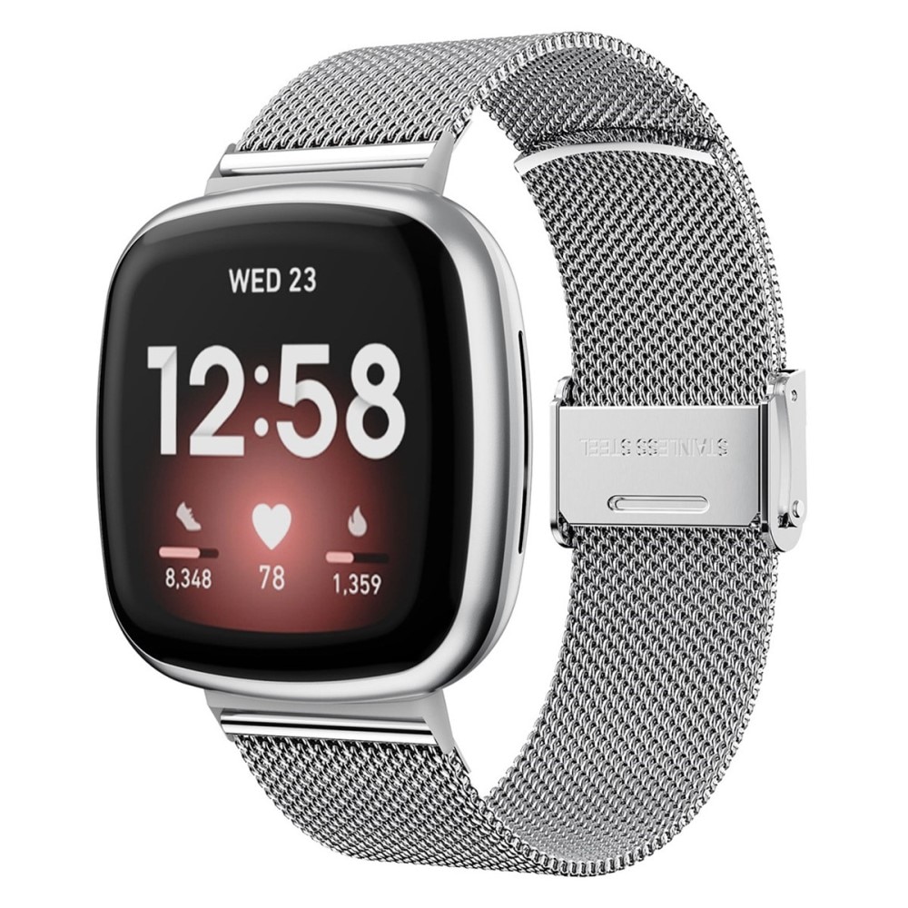 Fitbit Versa 3/Sense Mesh-Armband Silber