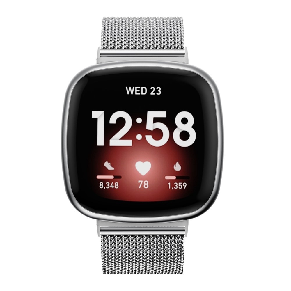 Fitbit Versa 3/Sense Mesh-Armband Silber