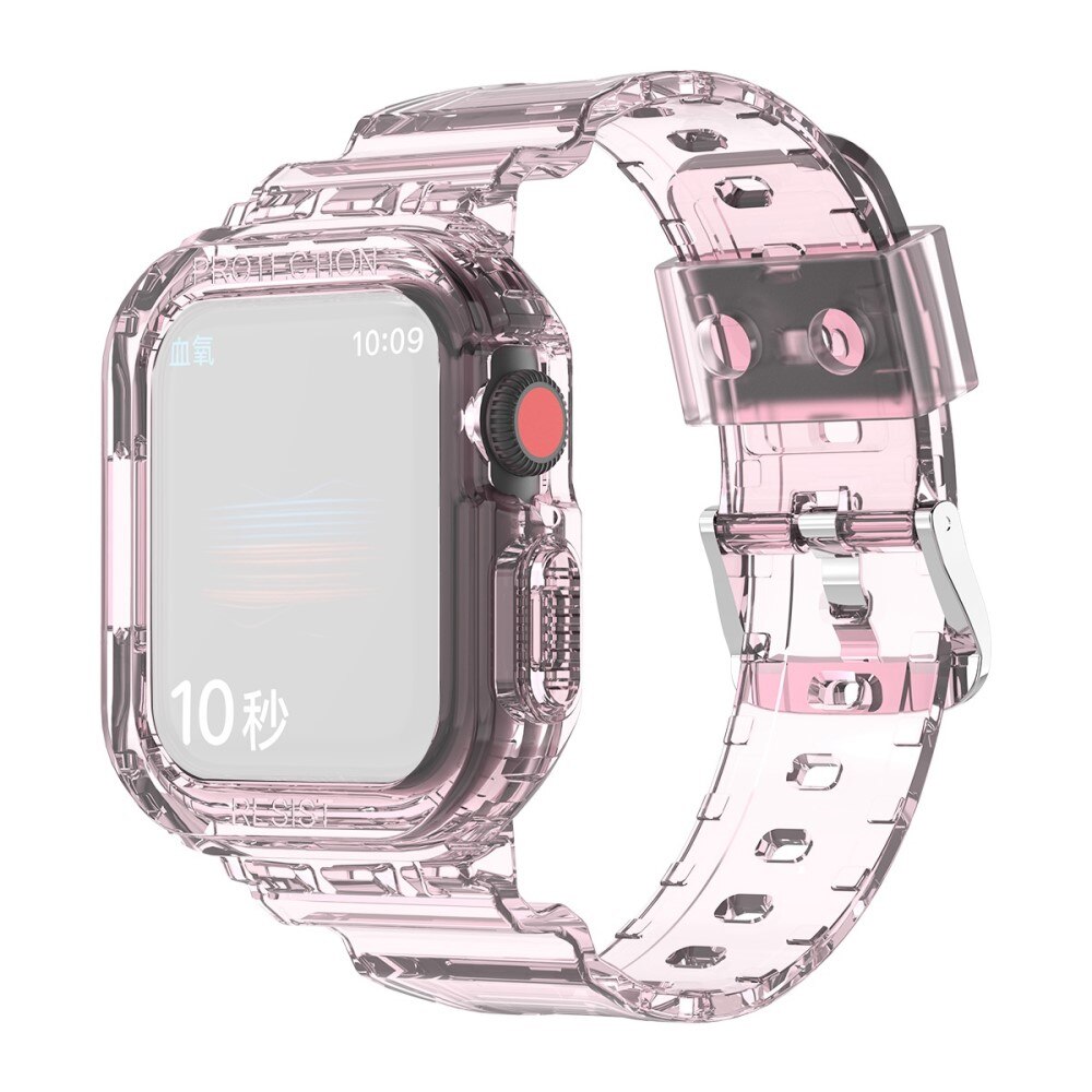 Apple Watch 45mm Series 9 Crystal Hülle + Armband rosa