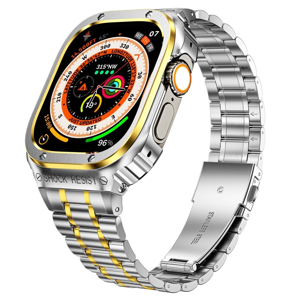 Apple Watch SE 44mm Full Metal Armband silber/gold