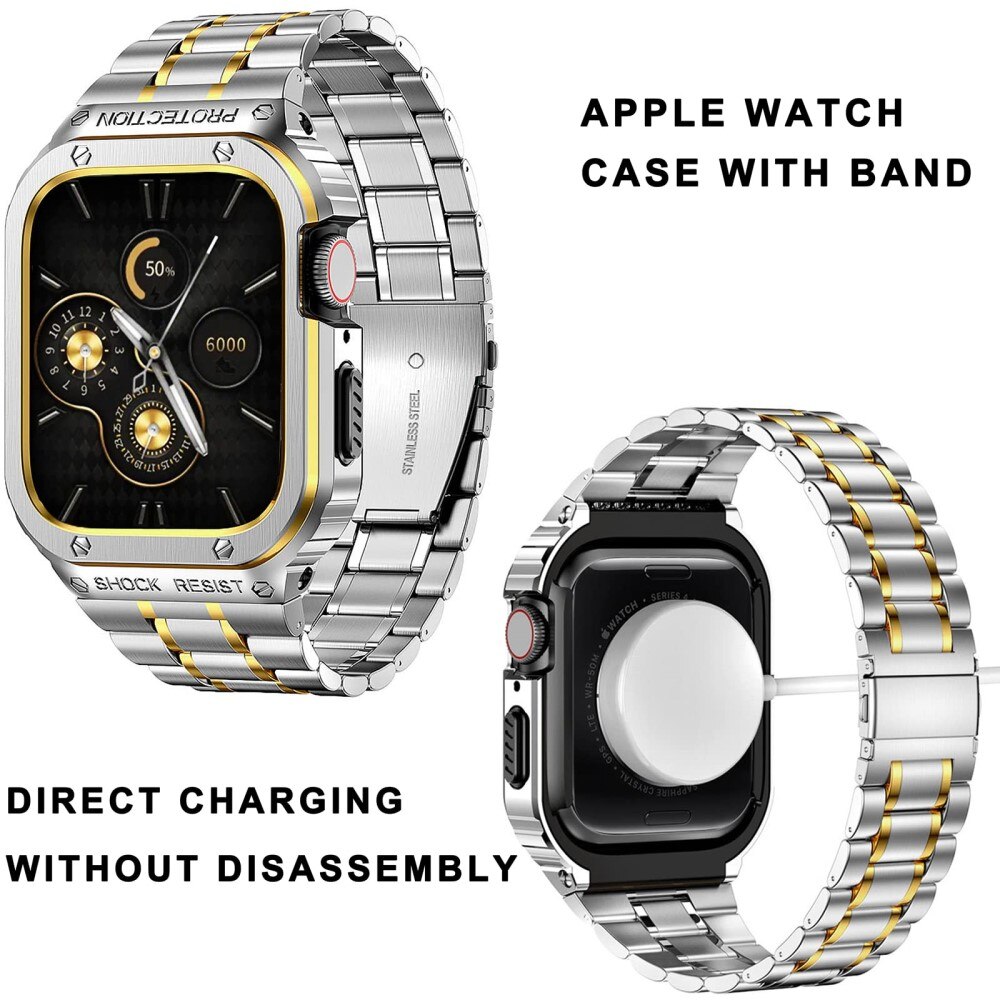 Apple Watch SE 44mm Full Metal Armband silber/gold