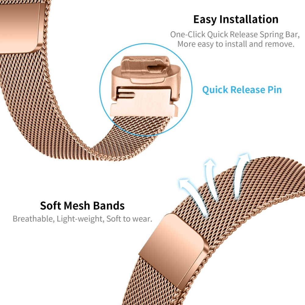 Fitbit Inspire 3 Milanaise-Armband roségold