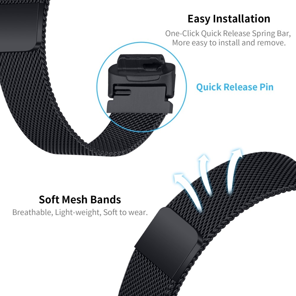 Fitbit Inspire 3 Milanaise-Armband Schwarz