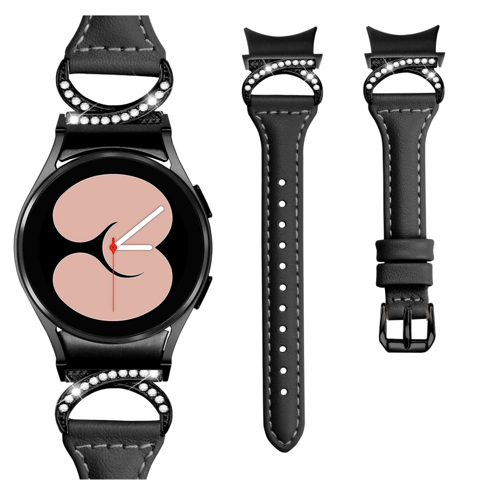 Samsung Galaxy Watch 6 Classic 43mm Full fit Rhinestone Lederarmband schwarz