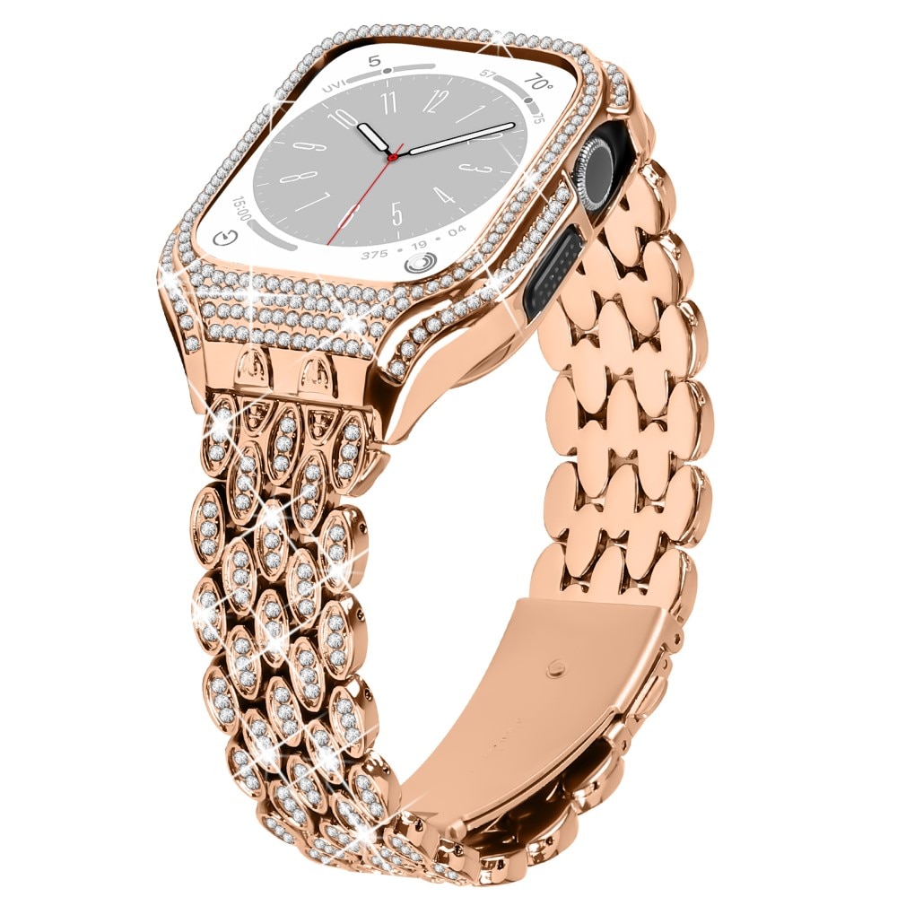 Apple Watch 41mm Series 8 Hülle + Metalarmband Rhinestone, roségold