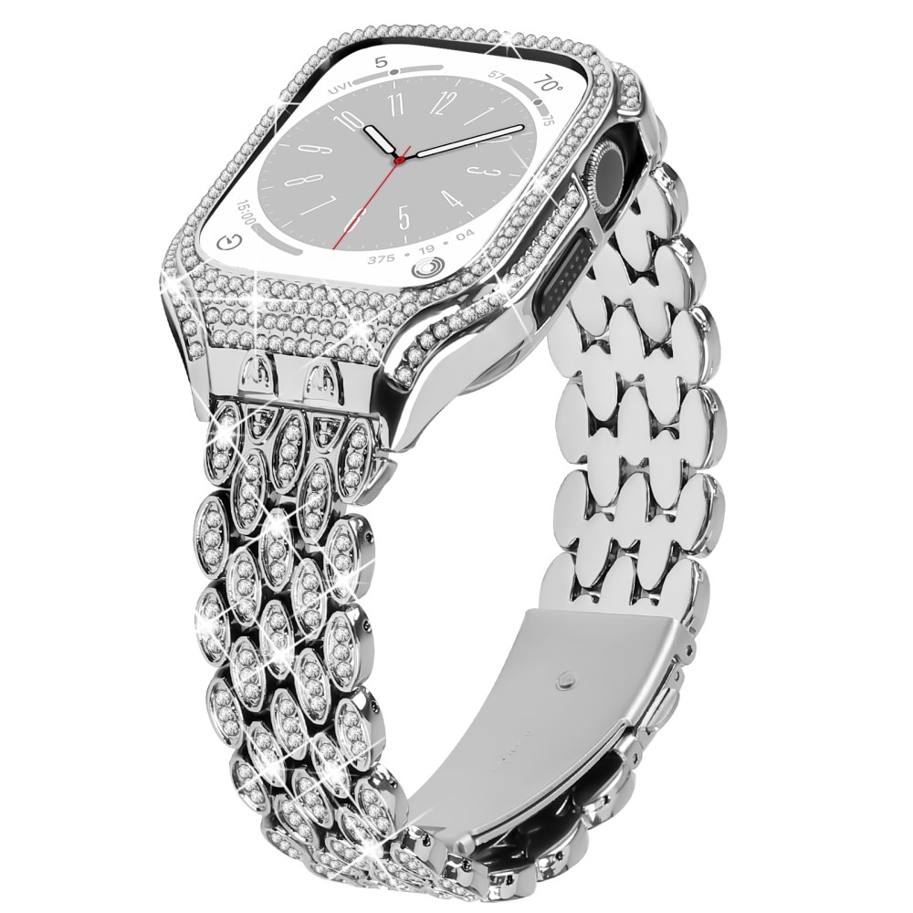 Apple Watch 41mm Series 8 Hülle + Metalarmband Rhinestone, silber