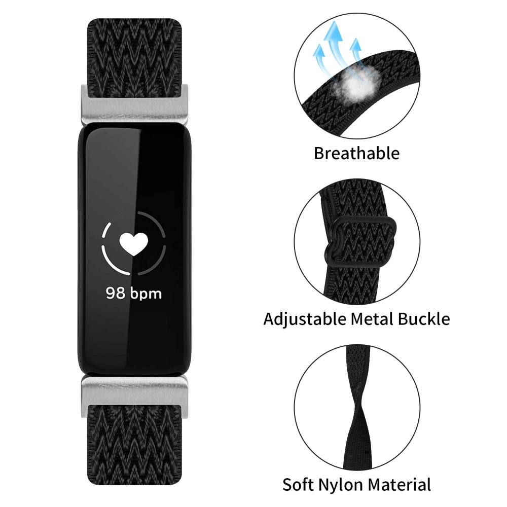 Fitbit Inspire 3 Elastisches gewebtes Nylon-Armband, schwarz