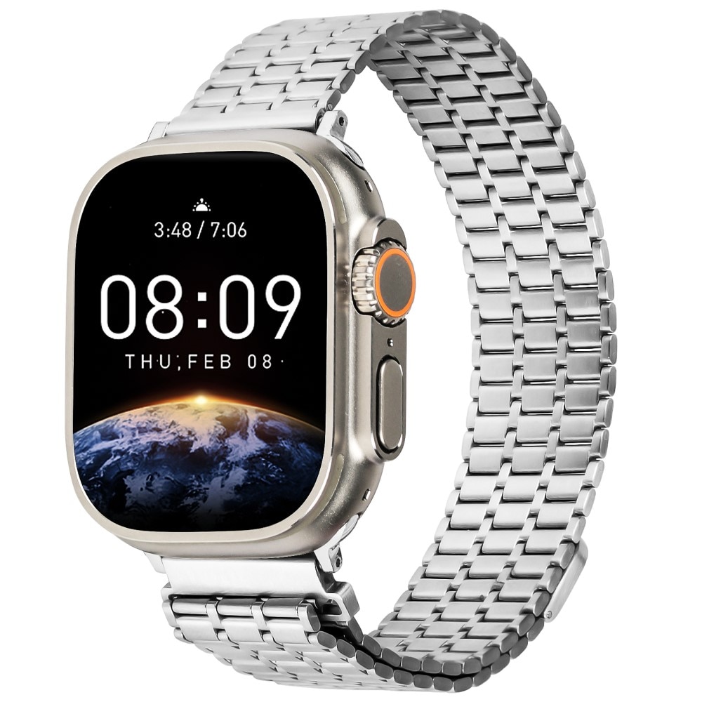 Apple Watch 45mm Series 7 Business Armband Magnetic silber