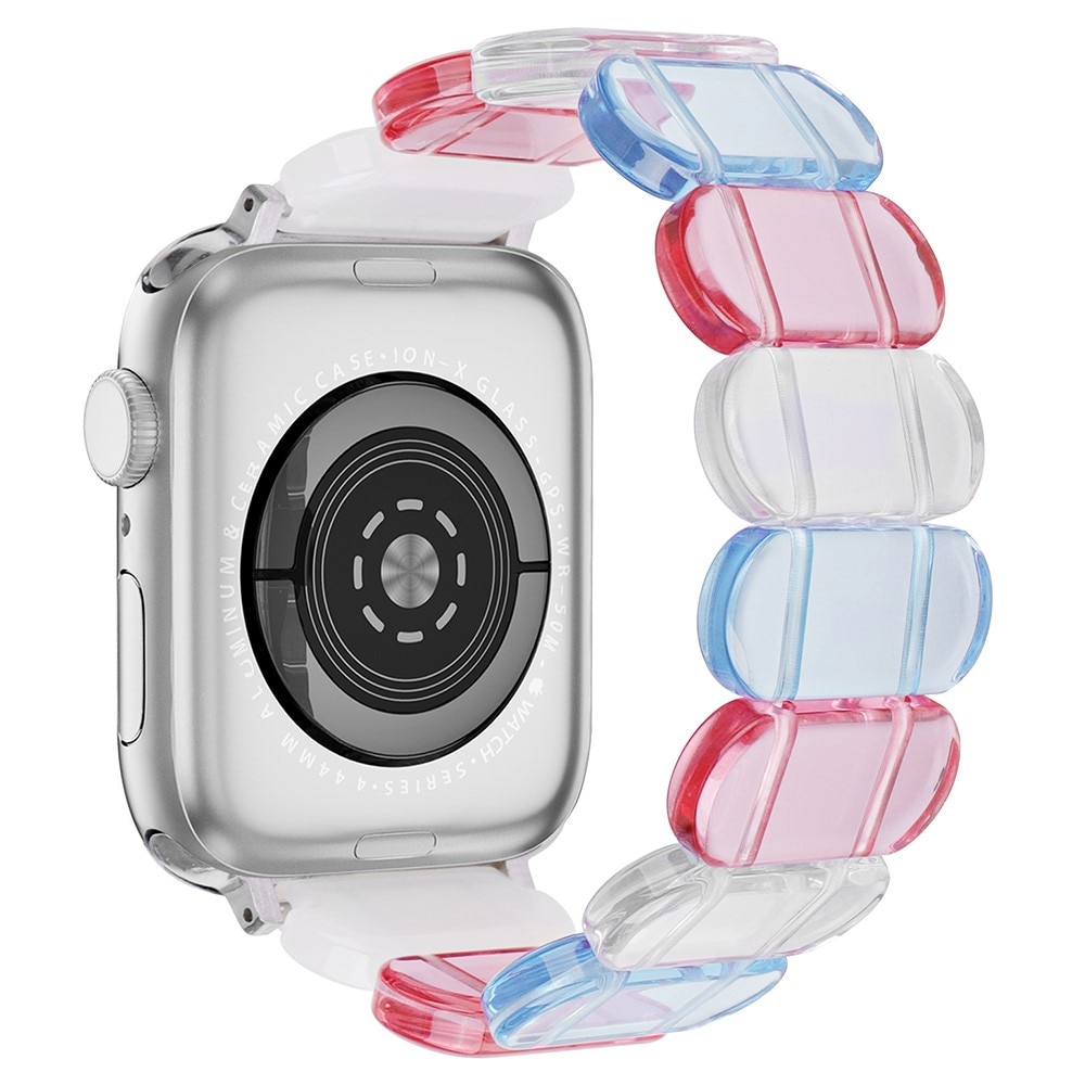 Apple Watch SE 44mm Elastisches Resinarmband, blau/rosa