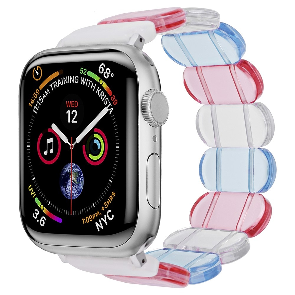 Apple Watch SE 44mm Elastisches Resinarmband, blau/rosa