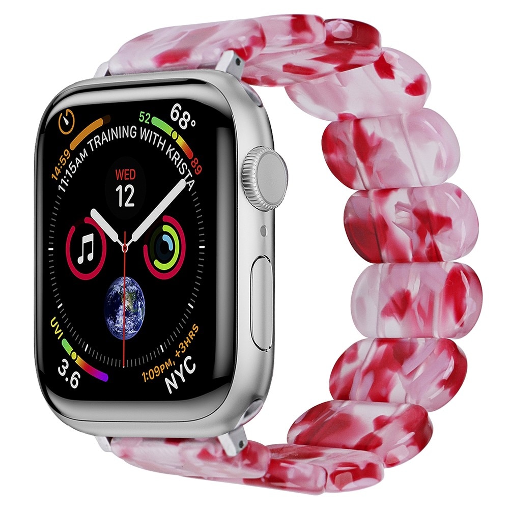Apple Watch 45mm Series 9 Elastisches Resinarmband, rosa mischung