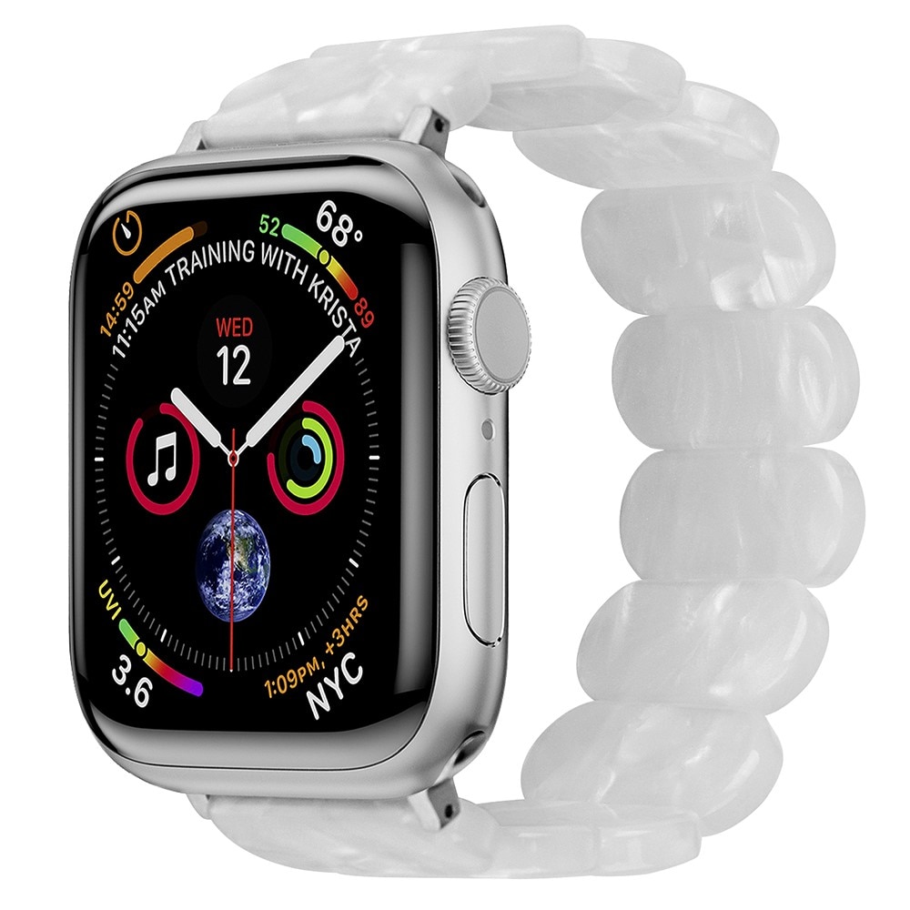 Apple Watch 45mm Series 8 Elastisches Resinarmband, Perlblau