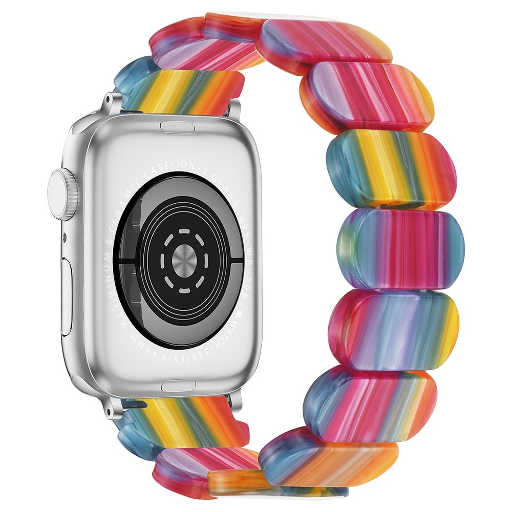Apple Watch SE 44mm Elastisches Resinarmband, regenboge