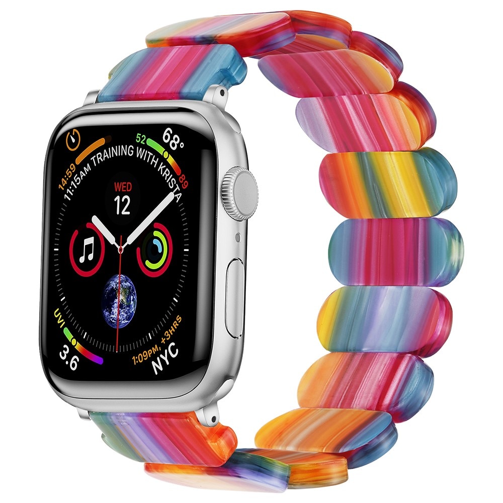 Apple Watch SE 44mm Elastisches Resinarmband, regenboge