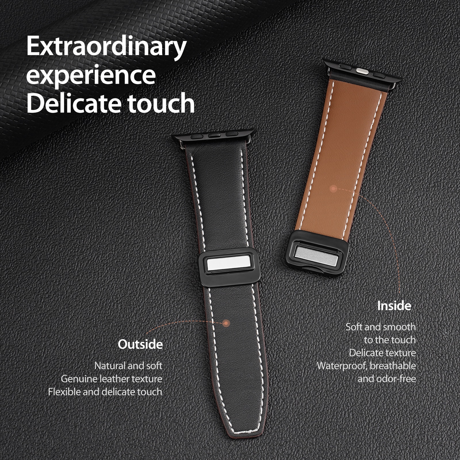Lederarmband Apple Watch Series 11 42mm Schwarz
