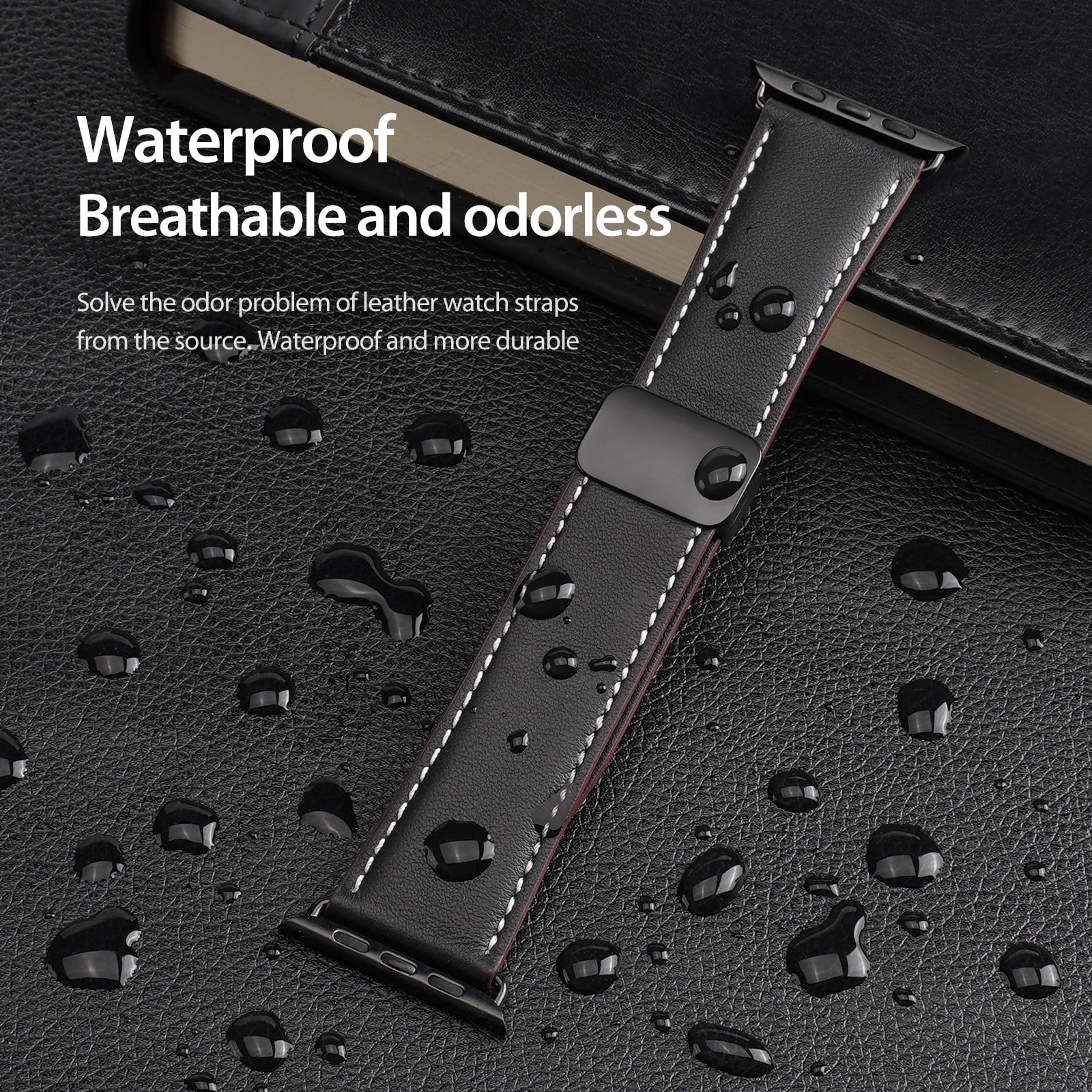 Lederarmband Apple Watch Series 11 42mm Schwarz