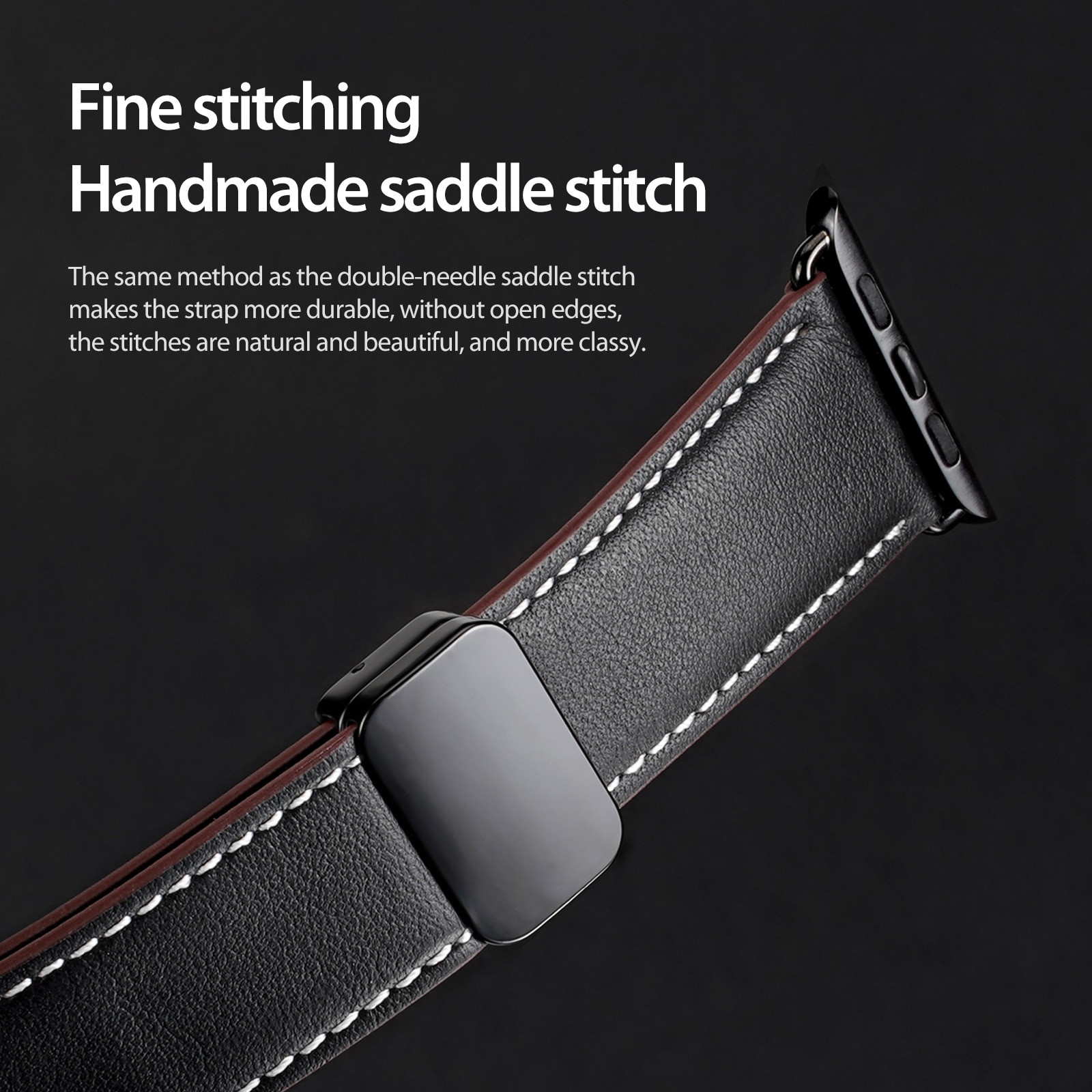 Lederarmband Apple Watch Series 11 42mm Schwarz