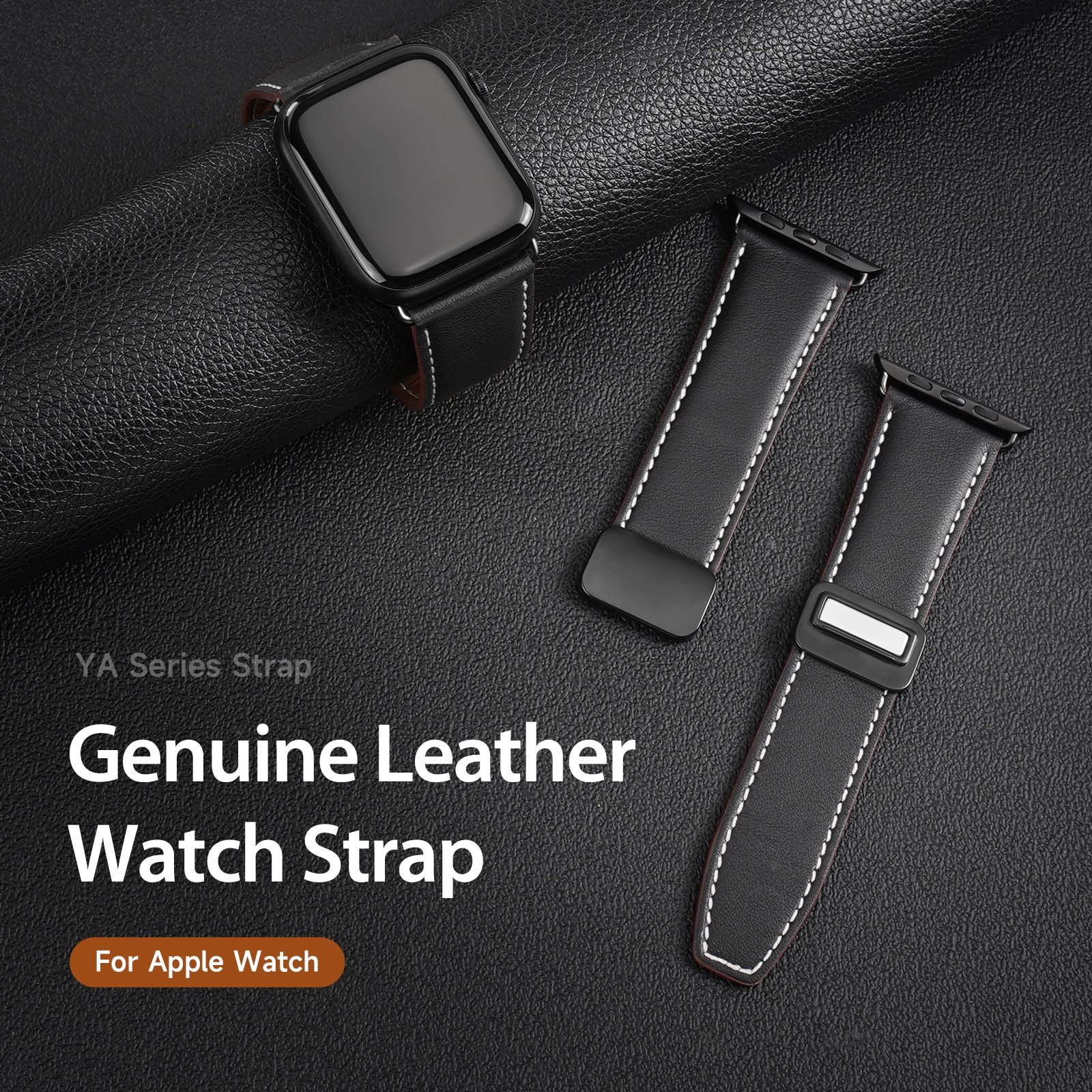 Lederarmband Apple Watch Series 11 42mm Schwarz