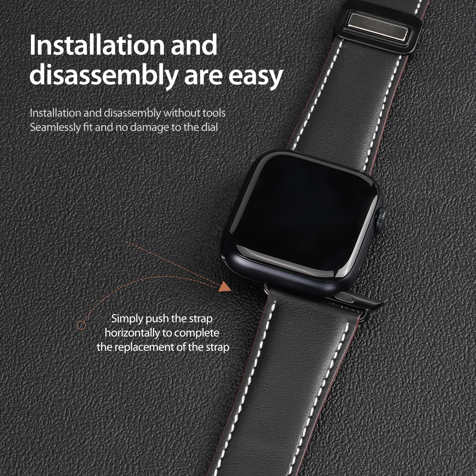 Lederarmband Apple Watch Series 11 42mm Schwarz