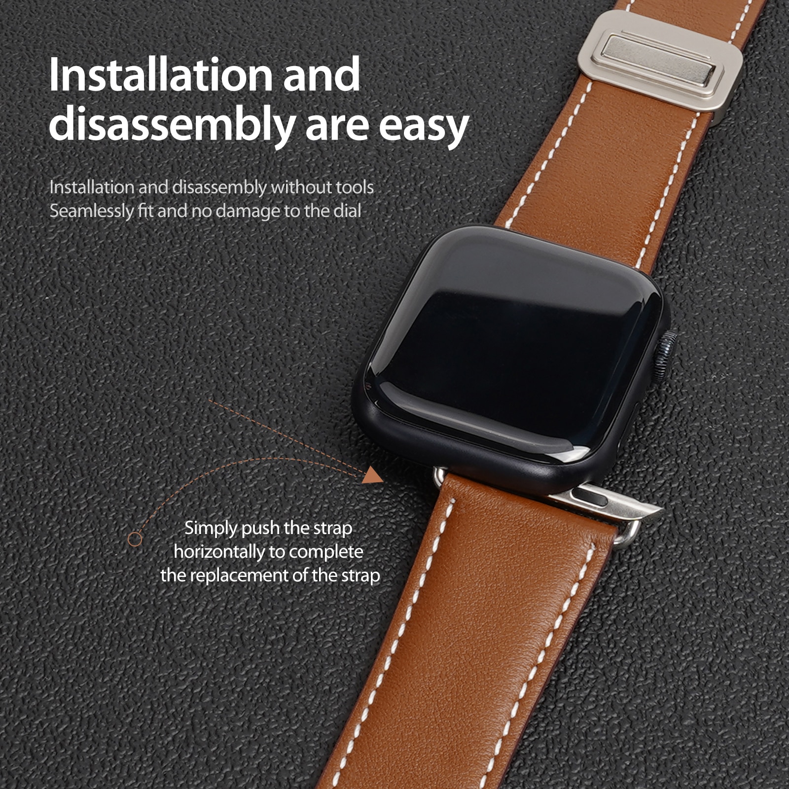 Lederarmband Apple Watch Series 11 42mm Braun