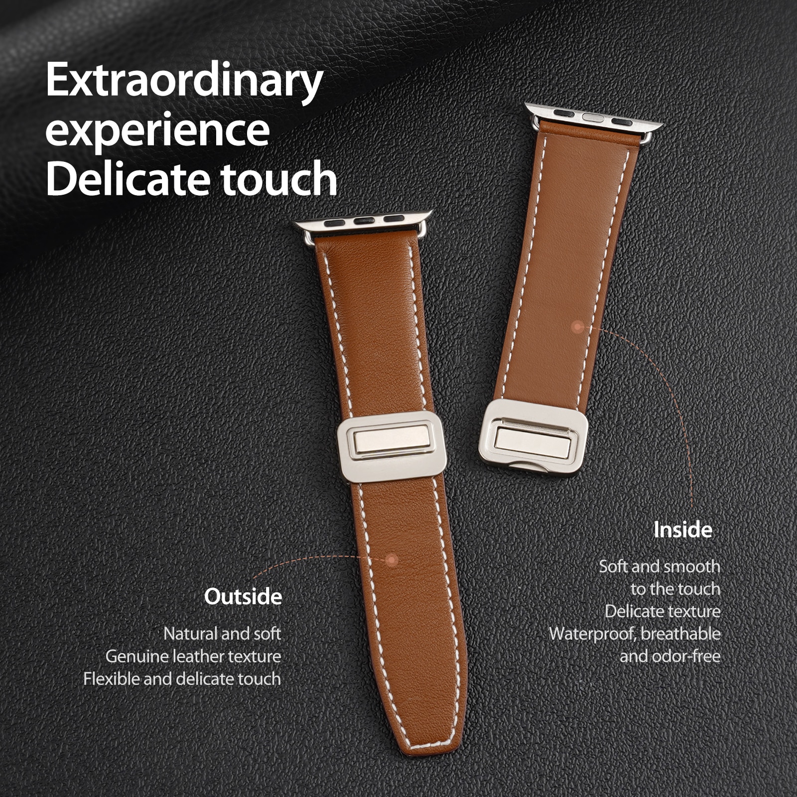 Lederarmband Apple Watch Series 11 42mm Braun