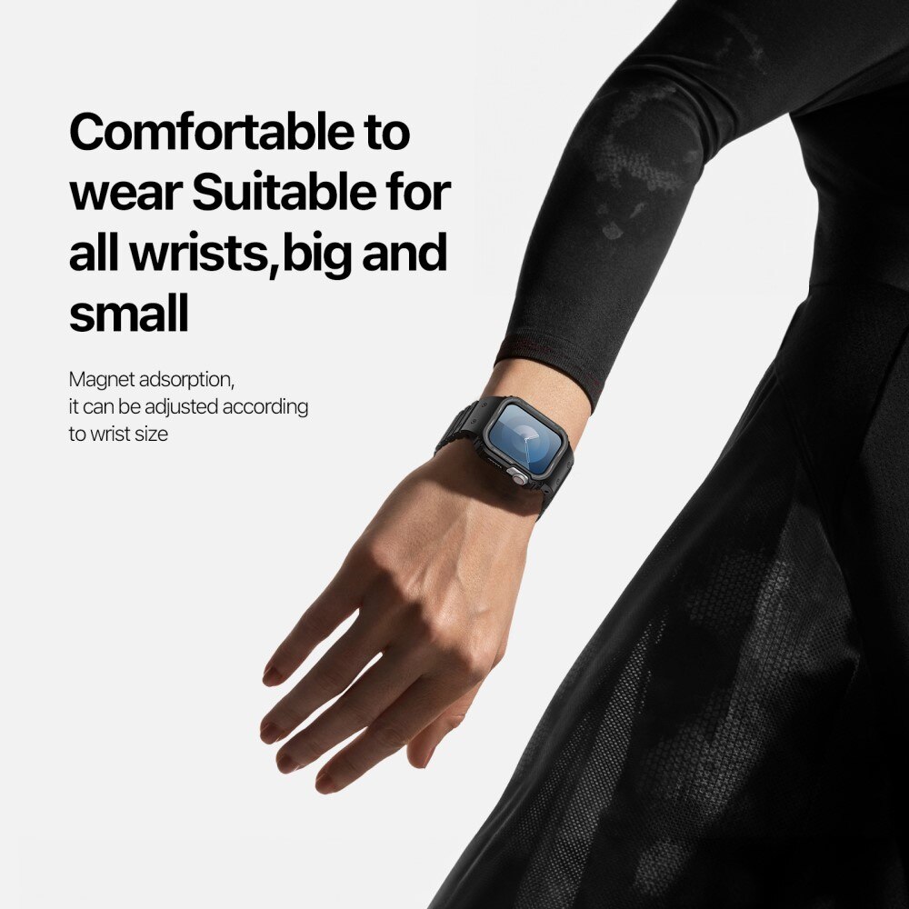 Apple Watch 41mm Series 9 OA Series Hülle + Armband aus Silikon schwarz