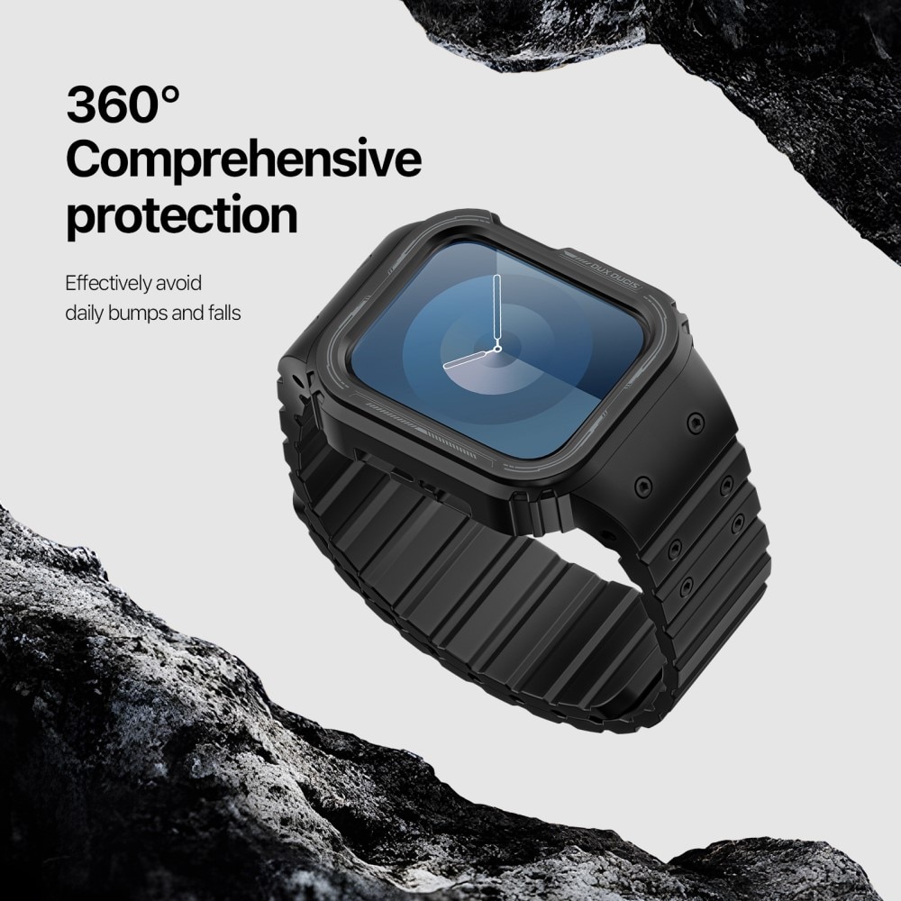 Apple Watch 41mm Series 9 OA Series Hülle + Armband aus Silikon schwarz