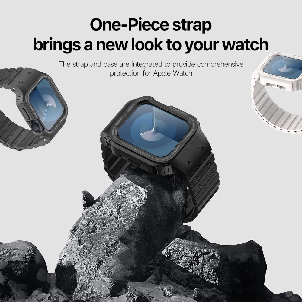Apple Watch 45mm Series 7 OA Series Hülle + Armband aus Silikon schwarz