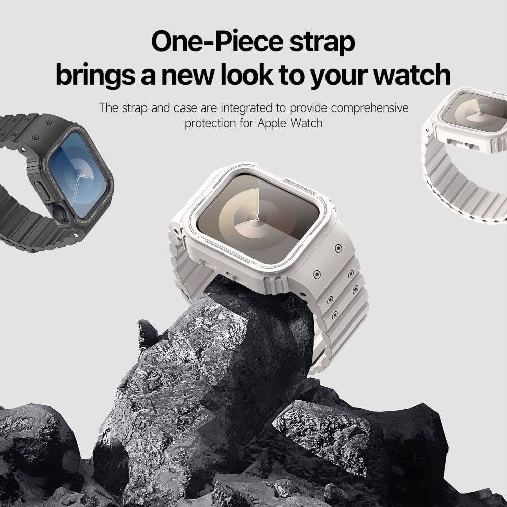 Apple Watch 45mm Series 9 OA Series Hülle + Armband aus Silikon weiß